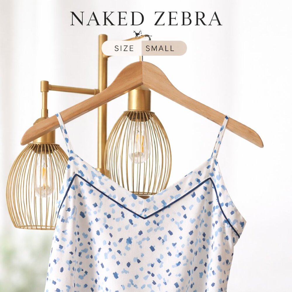 Naked Zebra Blue & White Print Cami • Size Small